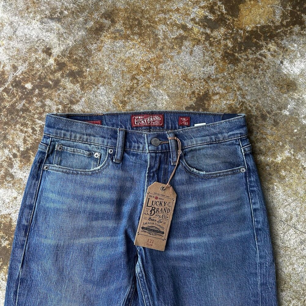 Lucky Brand 121 Slim Jeans Mens 28x32 Light Wash Slim Straight Denim NWT